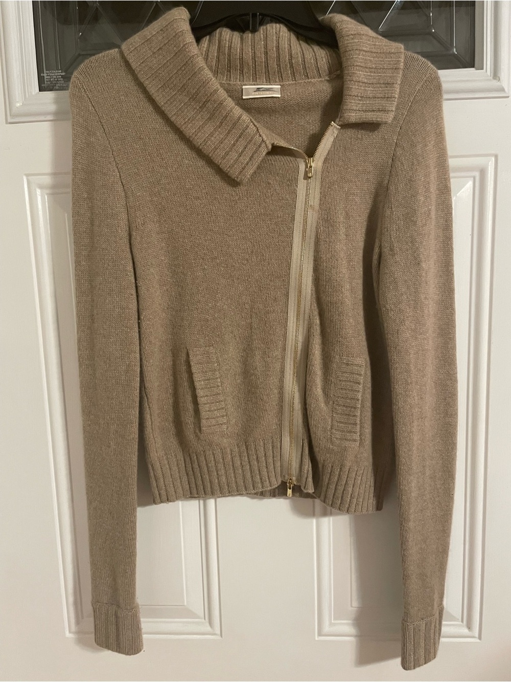 J.Crew Women’s Cashmere Zip-Front Moto Style Collared Cardigan